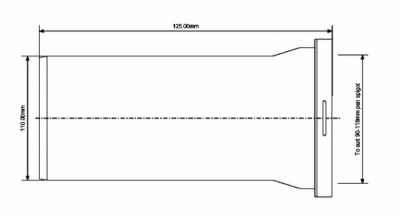 McALPINE WCE-CON1  Przyłącze kanalizacyjne, długie 260mm, proste.