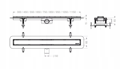 KESSEL LINEARIS COMPACT odwodnienie odpływ liniowy 850 mm + sitko i syfon