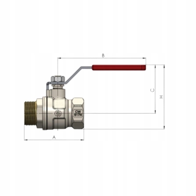 ARCO SENA zawór kulowy wodny 1/2 cala GW / GZ DN15 z dźwignią 750603