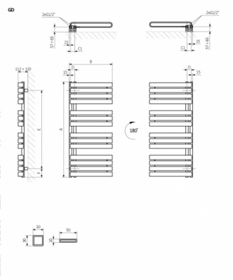 TERMA Grzejnik łazienkowy WARP S 1110x500 BIAŁY