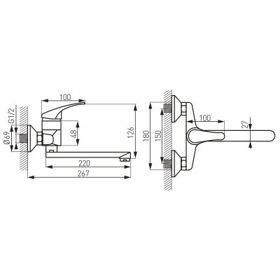 FERRO BASIC bateria zlewozmywakowa ścienna z ruchomą wylewką BBC5
