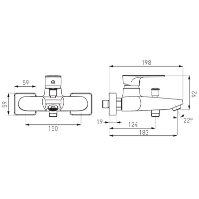 FERRO Algeo Square Bateria wannowa ścienna BAQ1