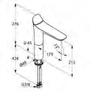 KLUDI AMBIENTA bateria umywalkowa 213mm WYSOKA