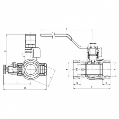 FERRO Zawór kulowy wodny 3/4 cala z dławikiem, odpowietrznikiem i korkiem