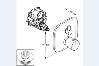 KLUDI AMBIENTA PODTYNKOWA BATERIA NATRYSKOWA Z TERMOSTATEM