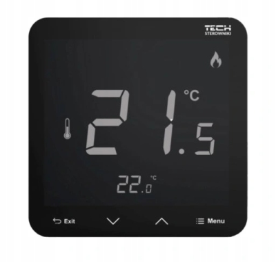 TECH STEROWNIKI R-8s PLUS bezprzewodowy regulator pokojowy do listwy CZARNY