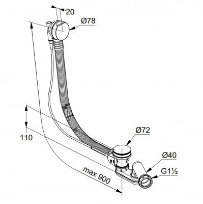 KLUDI Rotexa Syfon wannowy do wanien specjalnych