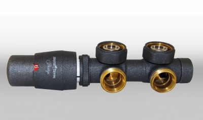 VARIOTERM zawór grzejnikowy TWINS ciemny graphite + złączki pex 16