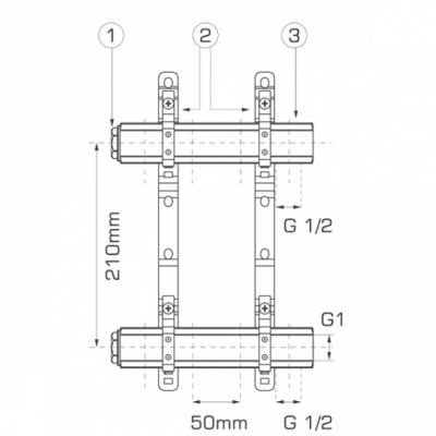 FERRO Rozdzielacz mosiężny 7 obwodowy