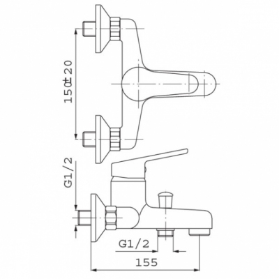 FERRO Bateria wannowa z natryskiem punktowym SMILE