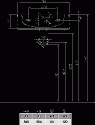 Koło Umywalka TWINS 50 cm, z misą owalną, z otworem, z przelewem, KOŁO Simple