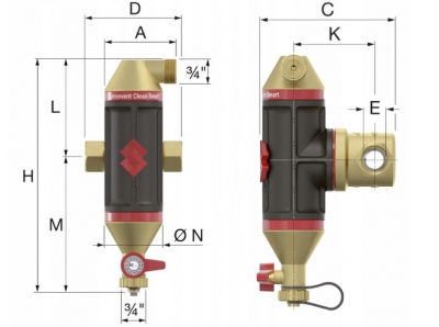 FLAMCO Separator powietrza, zanieczyszczeń 1'
