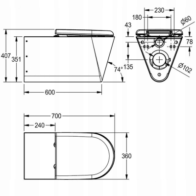 FRANKE KWC CAMPUS Miska WC wisząca dla niepełnosprawnych CMPX594BN
