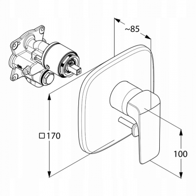 KLUDI AMEO zestaw podtynkowy do wanny z napełnianiem przez przelew