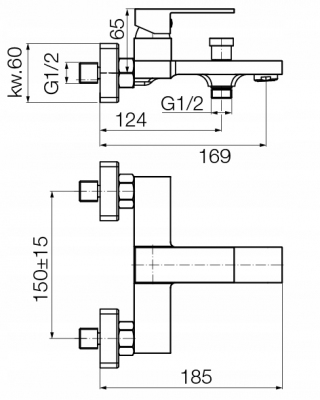 VALVEX ARS BRUSHED GOLD Bateria wannowa ścienna