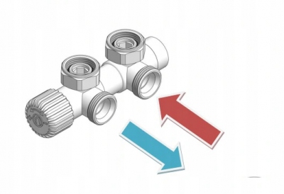 VARIO zawór grzejnikowy TWINS ALL IN 50mm CHROM PRAWY