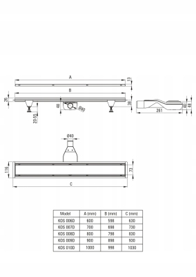 DEANTE Odpływ liniowy podłogowy 80 cm - Odwracalny KOS 008D