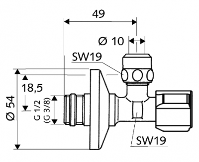 Schell zawór kątowy regulacyjny pod baterię 1/2 x 3/8 z filtrem