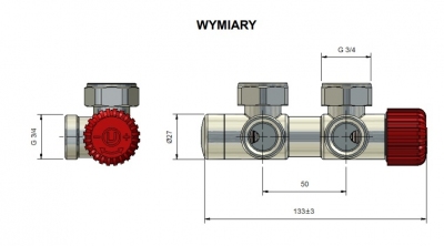 VARIOTERM zawór grzejnikowy TWINS 50mm CZARNY MAT + złączki pex 16