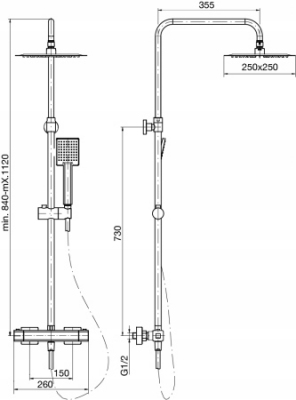 VALVEX CUBUS BLACK zestaw deszczownica termostat