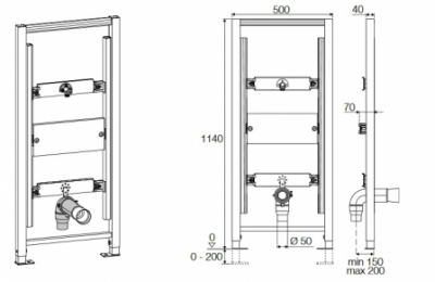 VALSIR WINNER-S stelaż do pisuaru do lekkej zabudowy H-114