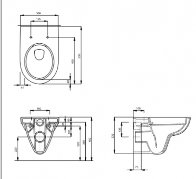 KOŁO NOVA PRO Miska ustępowa lejowa wisząca owalna Rimfree , bez wewnętrznego kołnierza
