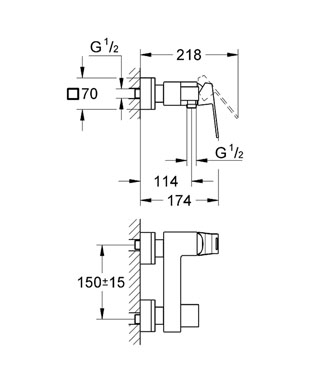 GROHE Eurocube  jednouchwytowa bateria prysznicowa