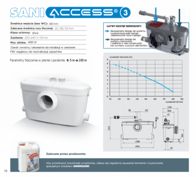 SFA Saniaccess 3 pompa rozdrabniacz do WC , umywalka , prysznic , bidet