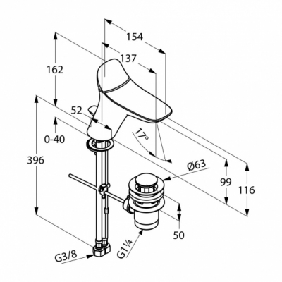 KLUDI AMBIENTA bateria umywalkowa z korkiem automatycznym
