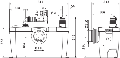 WILO HiSewlift 3-15 pompa z rozdrabniaczem do WC + umywalka