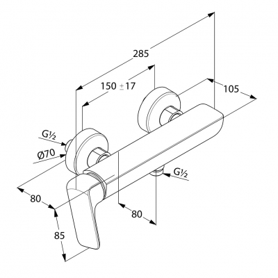 KLUDI AMEO jednouchwytowa bateria natryskowa DN 15