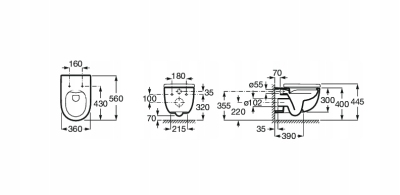 ROCA MERIDIAN Miska WC podwieszana Rimless z deską wolnoopadającą SLIM