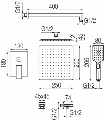 VALVEX ARS SATIN COPPER zestaw natryskowy podtynk