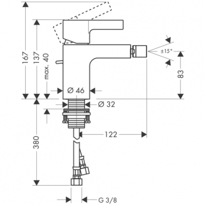 HANSGROHE Metris S Jednouchwytowa bateria bidetowa DN15