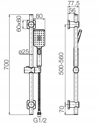 VALVEX LOFT Zestaw natryskowy przesuwny CHROM